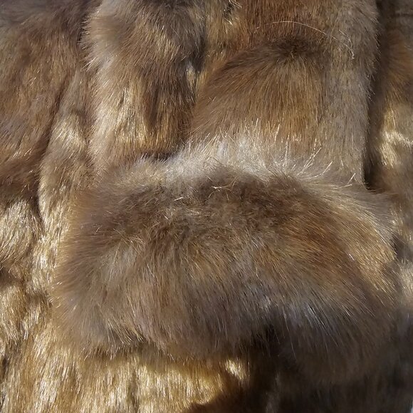 NWT Vintage Dennis Basso XS Chestnut Mink Faux Fur Zippered Coat Soft Shiny - Picture 13 of 13